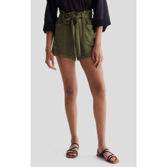 Lucky Brand Call The Shots Paperbag Waist Shorts in Green Size Medium - Picture 1 of 11